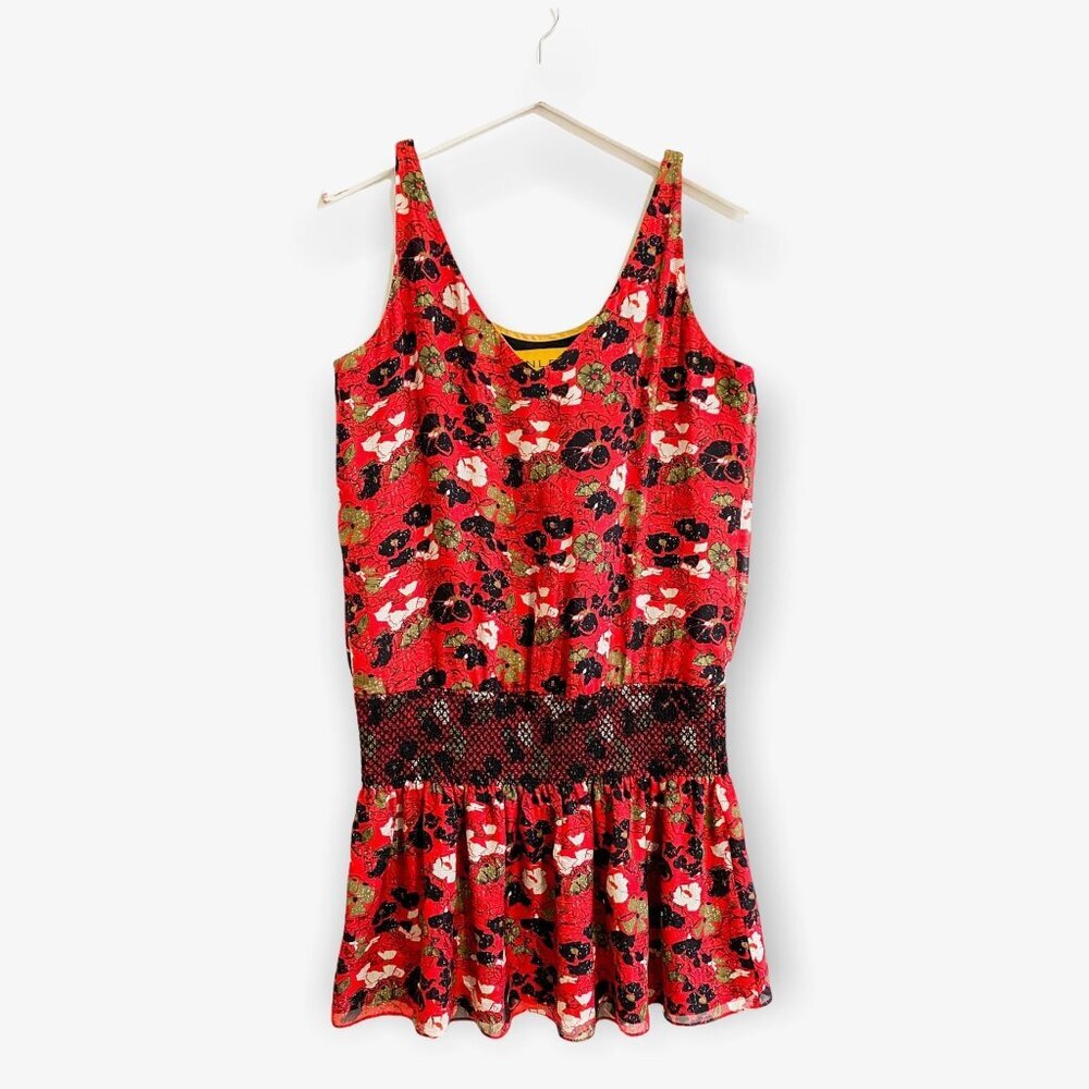 Hanley Red Printed Silk Tunic Dress, Size 6,